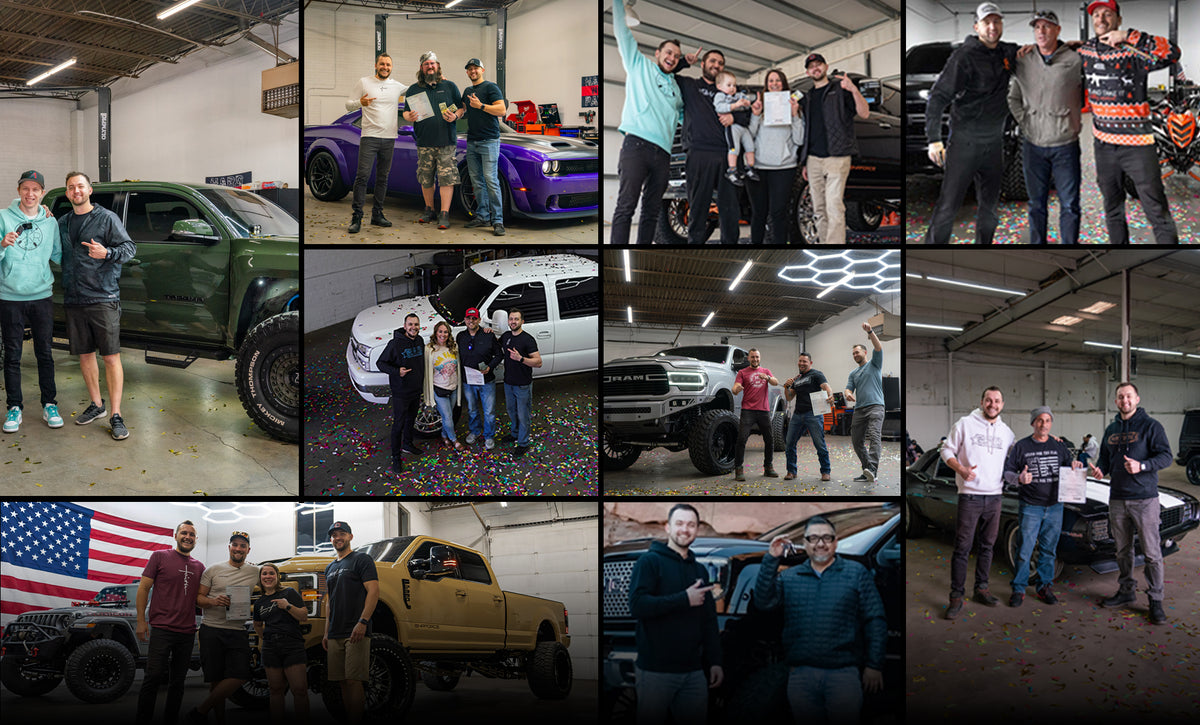 Two grand prizes, each $90,000: a 2026 Ford F250 (~2,000 miles) or a 2026 Ram 2500 (~3,000 miles), each with a $20,000 cash check